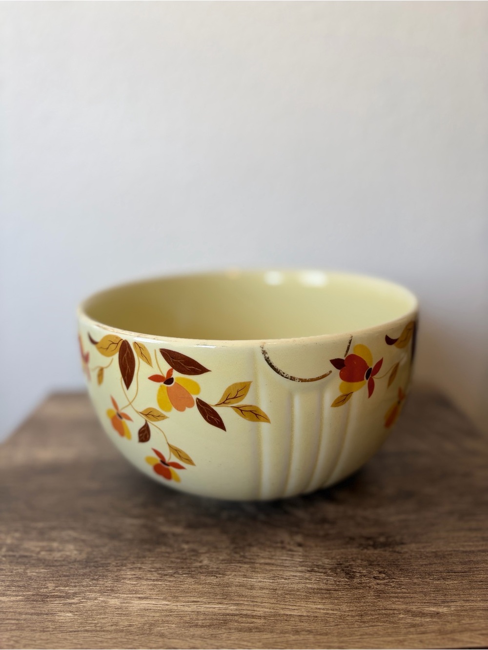 Hall’s Superior “Autumn Leaf” Yellow Floral Ceramic Serving Bowl - Vintage